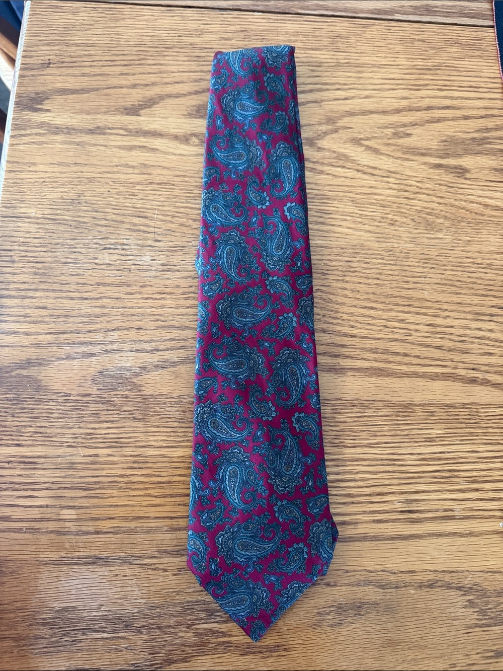 Tie Burgundy Paisley  with Teal and Navy Accents